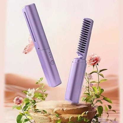 Rechargeable Mini Hair Straightener, Portable Cordless Hair Straightener Brush, 3 Adjustable Temp Flat Iron