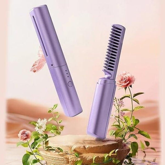 Rechargeable Mini Hair Straightener, Portable Cordless Hair Straightener Brush, 3 Adjustable Temp Flat Iron
