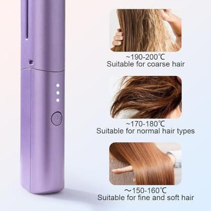 Rechargeable Mini Hair Straightener, Portable Cordless Hair Straightener Brush, 3 Adjustable Temp Flat Iron